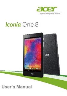 Acer Iconia One 8 manual. Tablet Instructions.